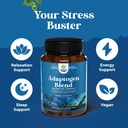 Herbal Adaptogen Mood Support Supplement - Calming Adaptogens Supplement for Stress & Cortisol Management with Ashwagandha Rhodiola Rosea & Maca Root - Vegan Non GMO & Daytime Friendly -120ct 6