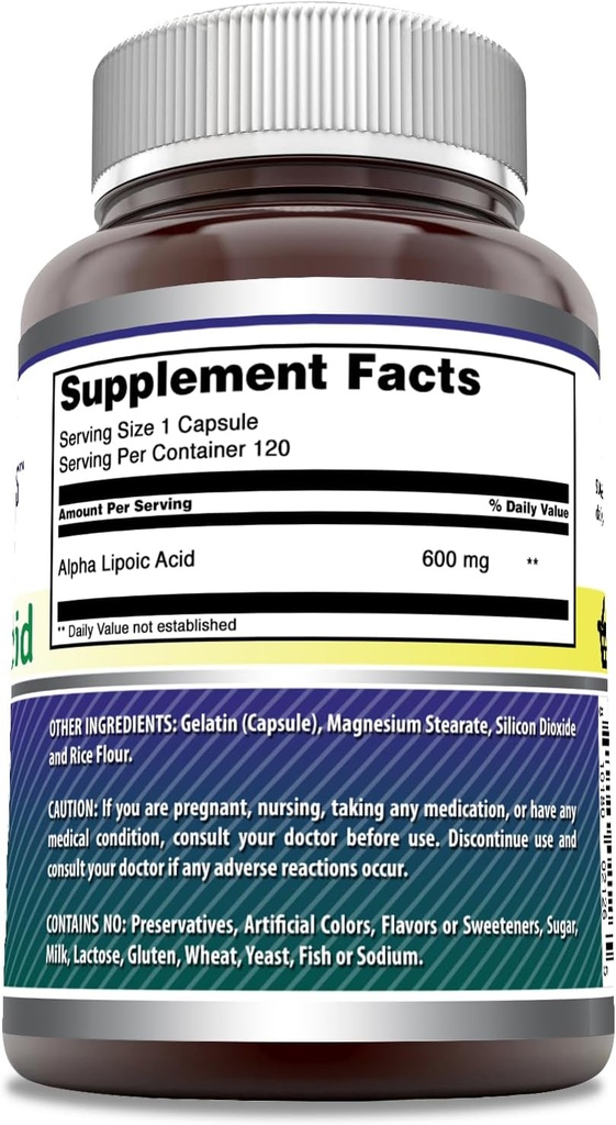 Amazing Formulas Alpha Lipoic Acid | 600 Mg Per Serving Supplement | Capsules | Non-GMO | Gluten Free | Made in USA (Unflavored) 3