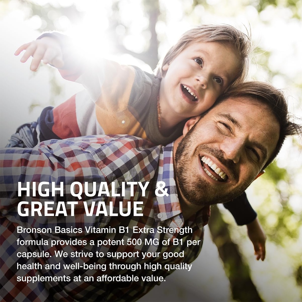 Bronson Vitamin B1 Extra Strength 500 MG High Potency Non-GMO, 120 Capsules 5