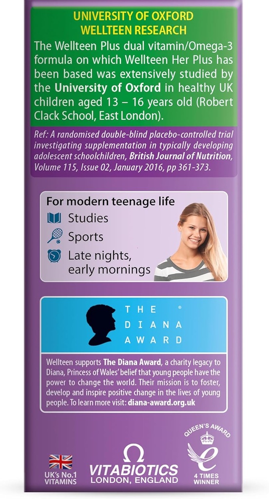 Vitabiotics Wellteen Her Plus Omega-3 - Advanced Nutritional Support for Teenagers and Young Women Ages 13-19 - 56 Tablets and Capsules 6