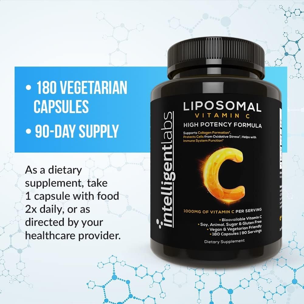 Intelligent Labs Liposomal Vitamin C 1000mg, 180 Veggie Capsules, Bioavailable, Energy & Immune Support, Antioxidant Supplement with MCT Oil and Sunflower Lecithin, 90-Day Supply 4