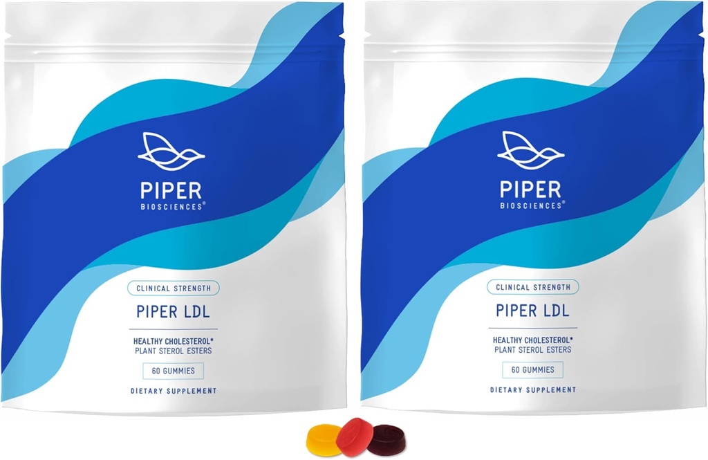 Piper LDL Clinical Strength Healthy Cholesterol Gummies (2280 mg Plant Sterol Esters Per Day): Two Packs Each with 60 Gummies, Vegan, 30 Day Supply 2