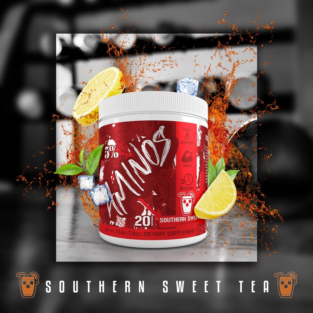 5% Nutrition Code Red Aminos BCAA & EAA Post Workout Recovery Powder | Full Spectrum Essential Amino Acid Complex for Men & Women (Southern Sweet Tea) 5