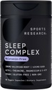 Sports Research Double Strength L-Theanine Supplement Softgels for Focus & Relaxation, Magnesium Glycinate for Restful Sleep & Enzymatic Processes + Sleep Complex Melatonin-Free Vegan Capsules 3