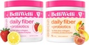 Daily Fiber Supplement Bundle with Collagen, Probiotics & Electrolytes - Peach Mango & Strawberry Lemonade Flavors - Supports Digestive Health, Debloating, Gut & Hormone Balance - 32 Servings Total 2