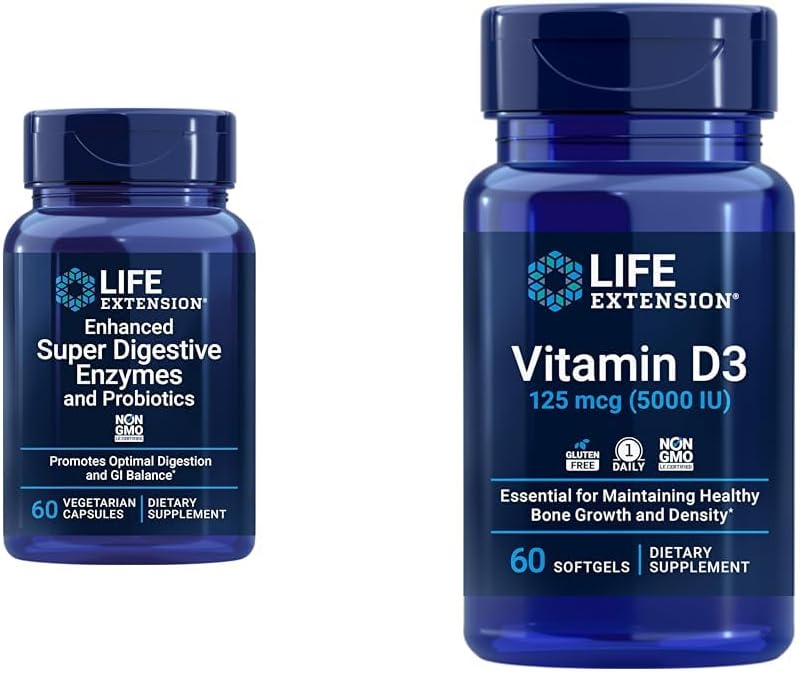 Life Extension Enhanced Super Digestive Enzymes & Probiotics 60 Vegetarian Capsules and One-Per-Day Multivitamin 60 Tablets 4