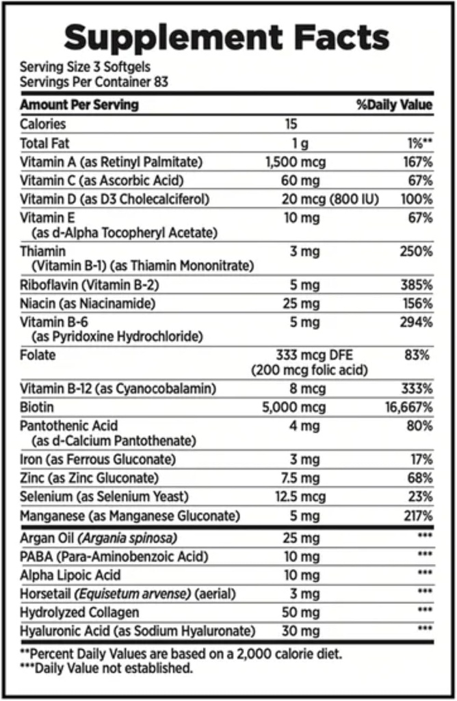 Nature's Bounty Hair Skin and Nails 5000 mcg of Biotin - 250 Coated Tablets Extra Strength 3