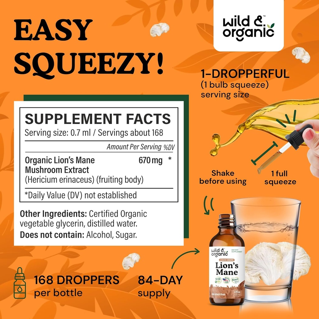 Wild & Organic Lion's Mane Tincture 4 fl oz & Turkey Tail Tincture 4 fl oz 4