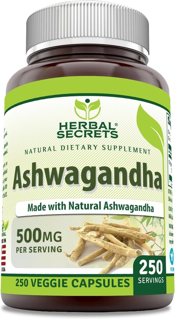 Herbal Secrets Ashwagandha Extract Supplement | 500 Mg Per Serving | Veggie Capsules | Non-GMO | Gluten Free | Made in USA (1 Pack, 120 Count) 5
