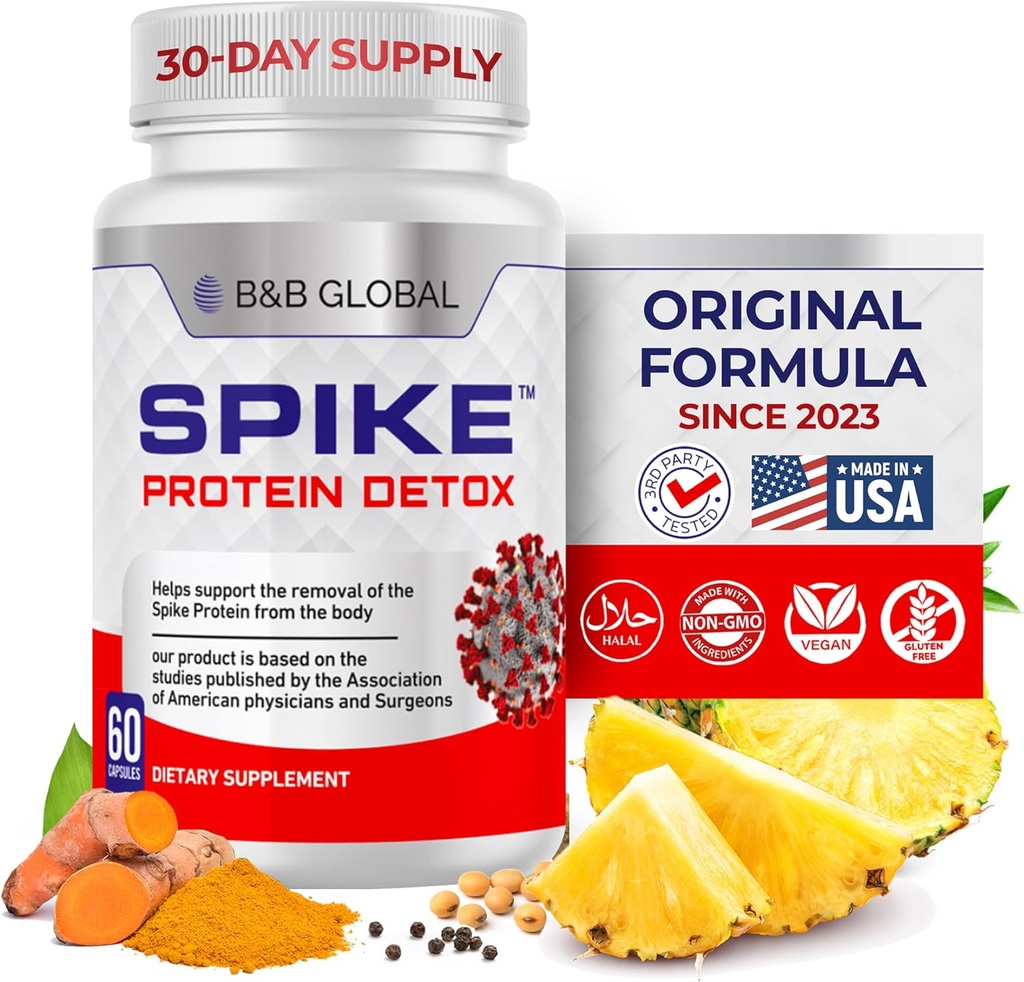 Spike Protein Detox - Spike Support Supplement for Protein Balance - Unflavored 3-in-1 Blend with Nattokinase 4000Fu, Bromelain 500mg, Curcumin 1000mg - Made in The USA - 60 Capsules, 30 Day Supply 2