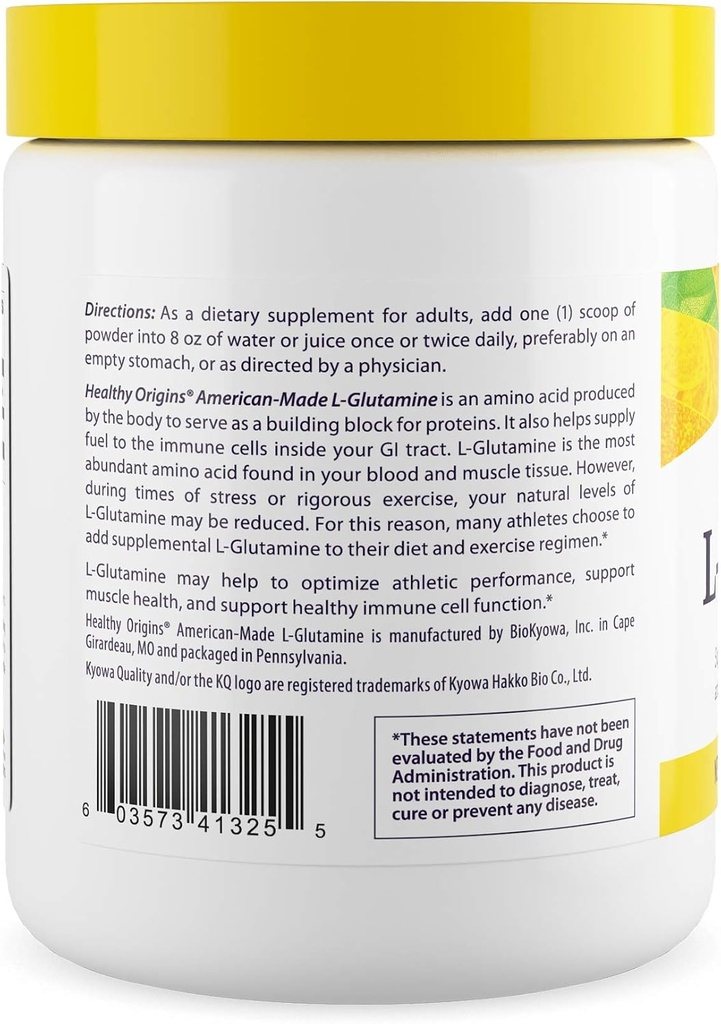 Healthy Origins L-Glutamine (American-Made, Non-GMO, Gluten Free, Muscle Support, Immune Support), 10.6 Ounce 4
