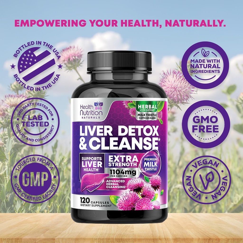 Gentle Liver Cleanse Detox & Repair Formula - Advanced Liver Support Supplement with Silymarin Milk Thistle, Dandelion Root, Artichoke Extract, Turmeric, Choline, & Beetroot - 120 Veggie Capsules 5