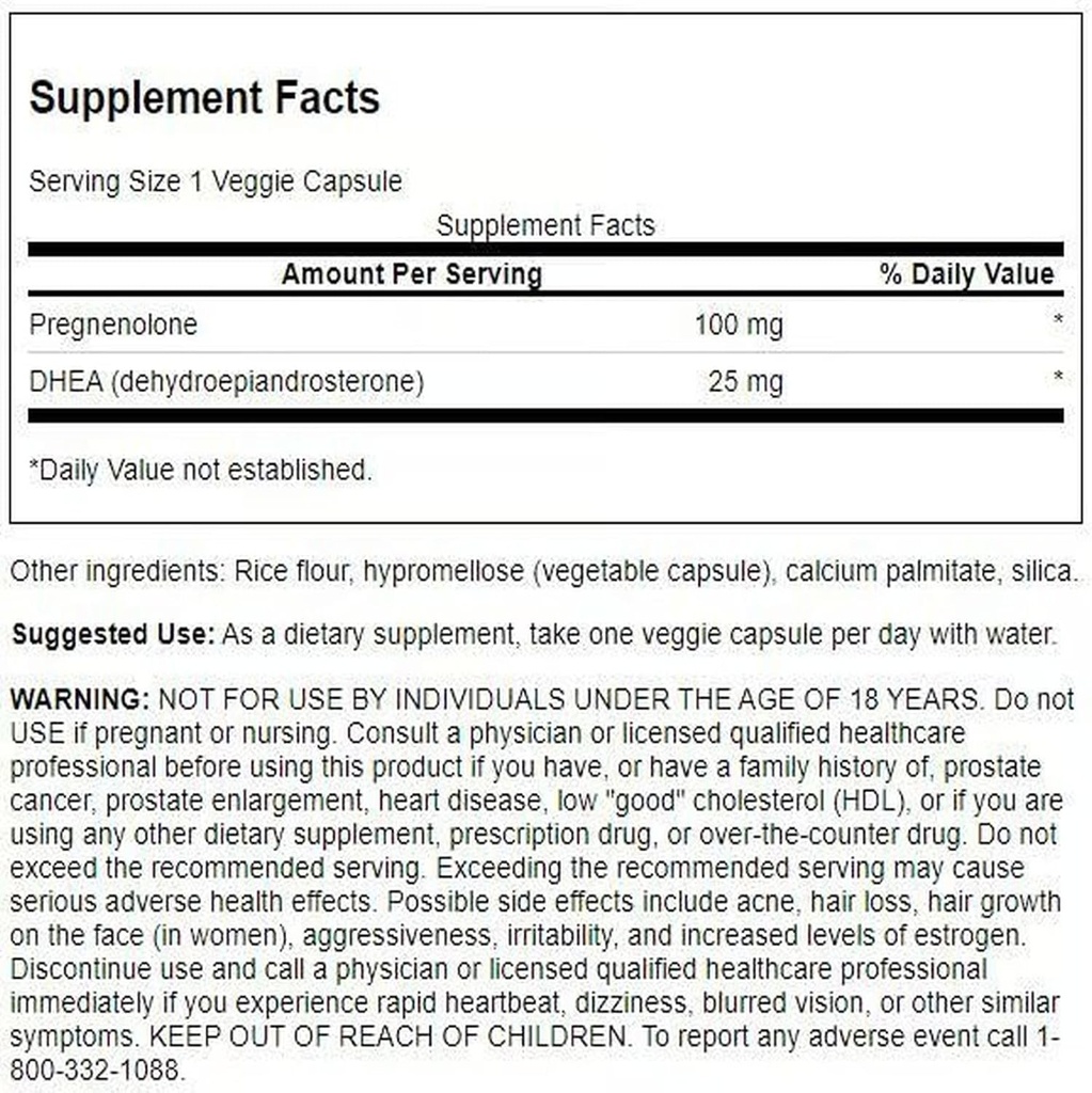 Swanson Dhea and Pregnenolone Complex 60 Veg Capsules (2 Pack) 3