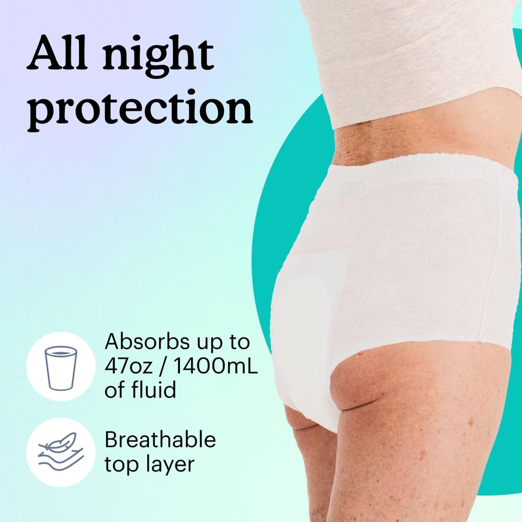 Because Overnight Absorbency Pull Ups - Adult Disposable Incontinence Underwear, Extra Absorbent Nighttime Briefs for Men and Women, White, Large, 20 Count 6