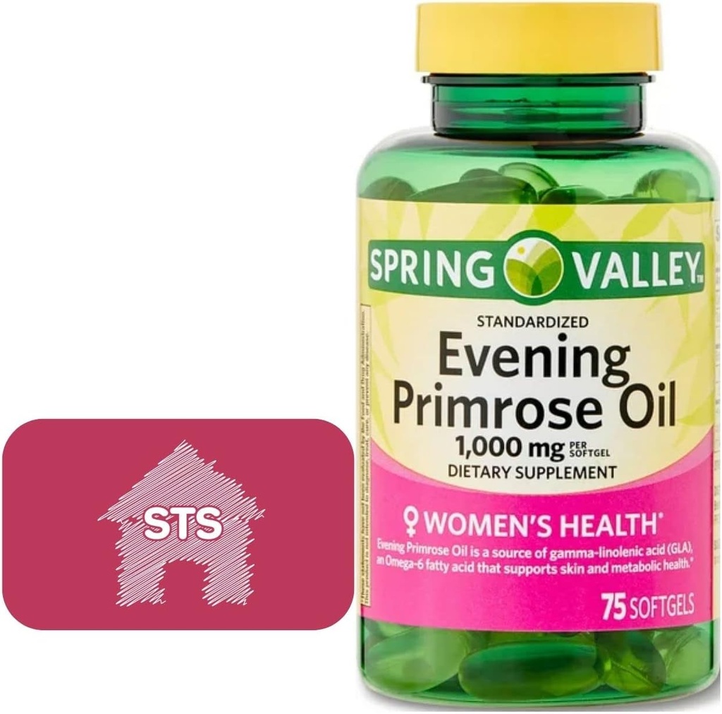 Spring Valley Evening Primrose Oil 1000mg, 75 Count + STS Sticker. 2