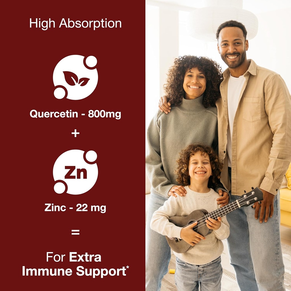 Sandhu's Zinc Quercetin 120 Vegetarian Capsules (Pack of 2) | Zinc Supplements for Antioxidant Immune Support for Men and Women | Gluten, Soy, Dairy Free 3