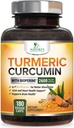 Turmeric Curcumin Supplement 2600mg - 95% Curcuminoids with Organic Turmeric & BioPerine Black Pepper Extract for Best Absorption, Natural Vegan Joint Support, Non-GMO, Bottled in USA - 180 Capsules 2