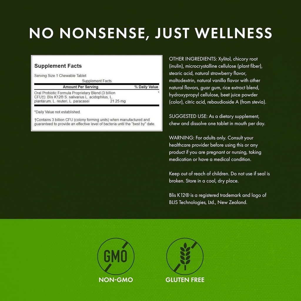 Swanson Oral Probiotic Formula - Oral and Immune System Health - Natural Strawberry Flavor 30 Chwbls 4