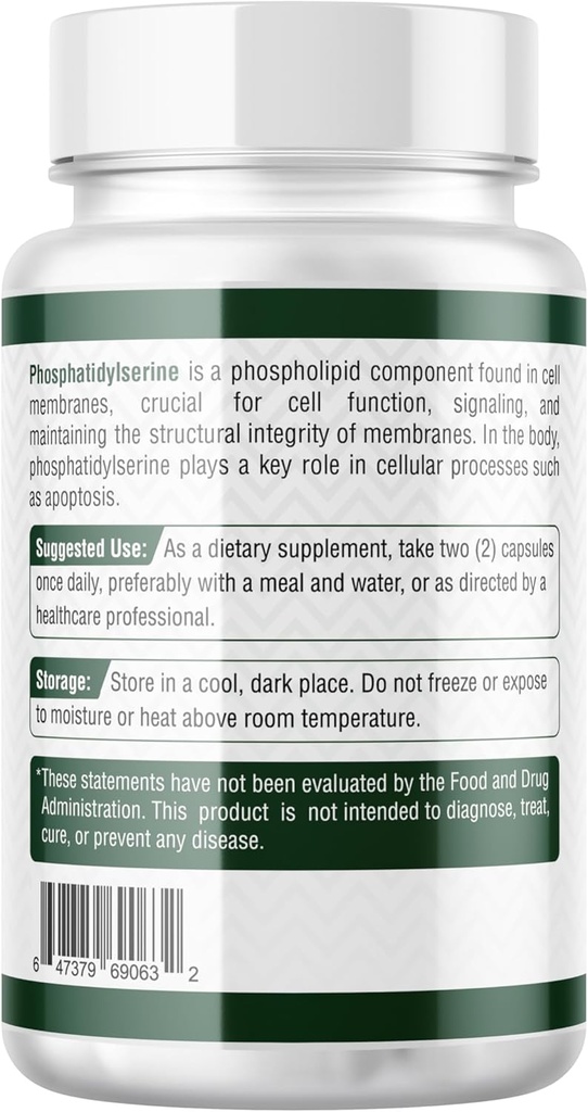 Probase Nutrition Phosphatidylserine 300mg Supplement Brain Health and Memory Support Non-GMO Gluten Free 120 Capsules Phosphatidyl Serine Complex 3