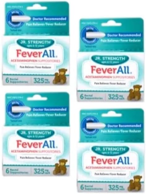 4 Pack FEVERAL JR. ACETAMINOPHEN 325MG Suppository 6CT 2