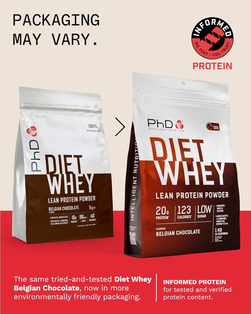 PhD Diet Whey 1kg Belgian Chocolate 3