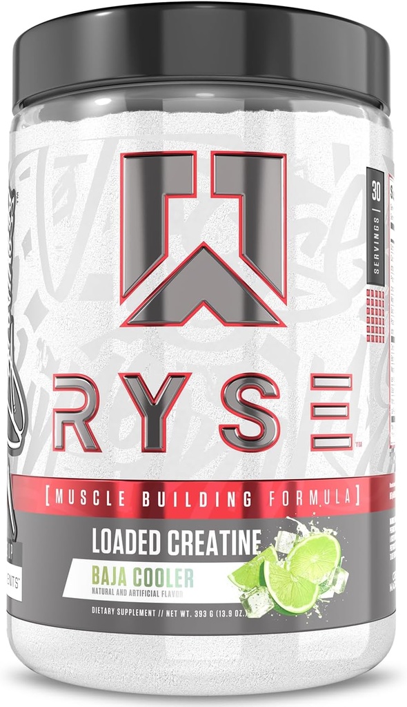 Cretina cargada RYSE para Hombres - Baja Cooler - Fórmula de construcción de músculo con 3 formas de electrolitos, Betaine Anhydrous y Peak ATP - Fuerza, Poder y Resistencia - 30 Servimientos