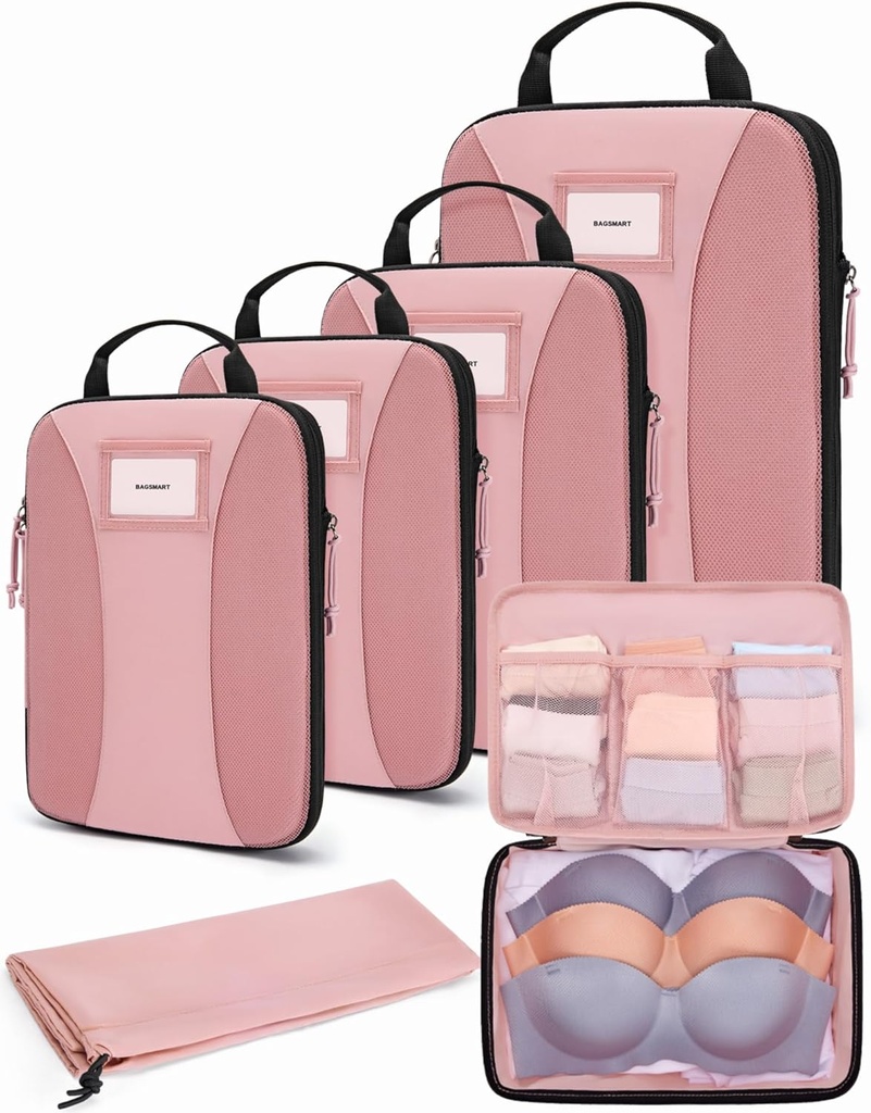 BAGSMART Compression Packing Cubes, 6 PCS Packing Cubes for Suitcases, Travel Bags Organizer for Luggage, Lightweight Packing Cube for Travel Essentials