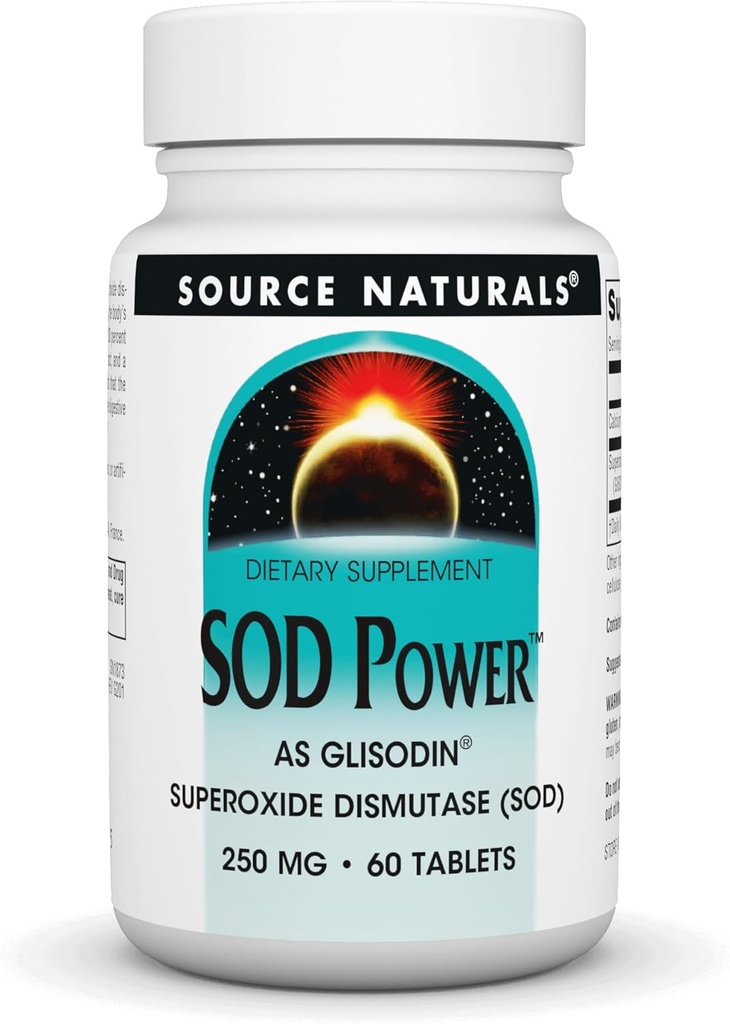 Fuente Natural SOD Power As Glisodin Superoxide Dismutase Nutricosmetic Suplemento 250mg - 60 Tablets