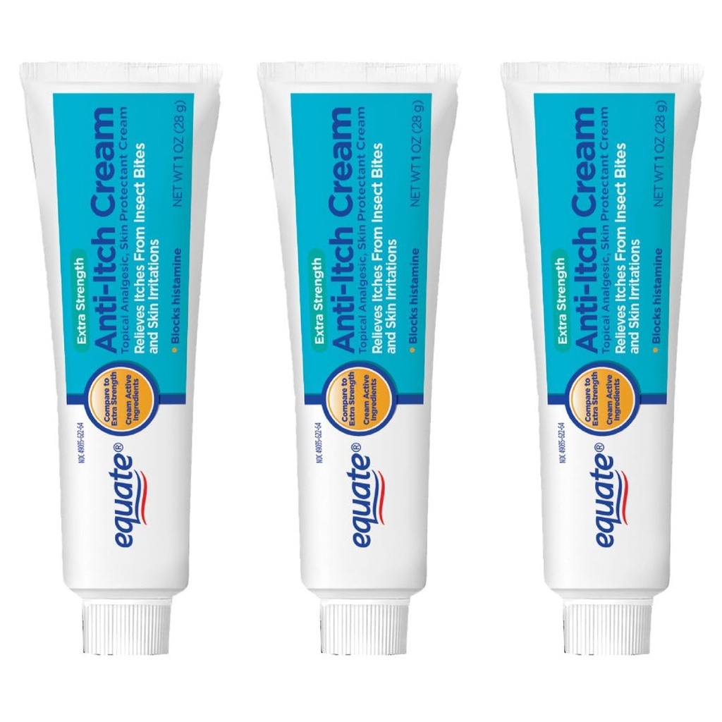 Equate Extra Strength Anti-Itch and Skin Protectant Cream, 1 onza (3 Pack)
