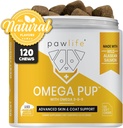 Suplementos de aceite de pescado para perros - 120 Omega 3 Petróleo de aceite de pescado vitaminas, Alivio de picazón Formulado para perros, Omega natural 3 aceite de pescado para perros, piel de perro y suplemento de carne ( sabor salado)