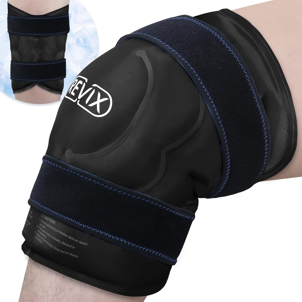REVIX 20'' XXXL Reusable Ice Knee Wrap for Discomfort Reduction, Extra Large Cold Therapy Gel Pack for Knee, Back, Shoulder Relaxation and Post-Workout Recovery, Soft Plush Lining Cold Pack