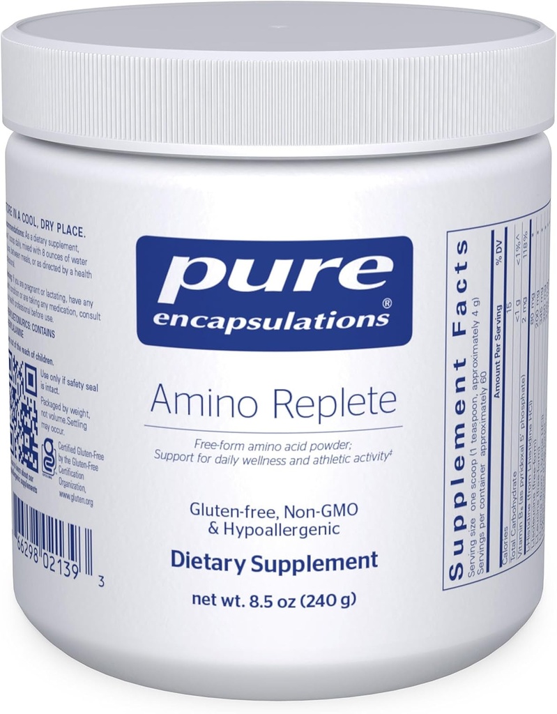 Pure Encapsulations Amino Replete ← Hypoallergenic Free-Form Amino Acid Powder Supplement tención 8.5 Ounces Powder