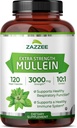 Zazzee Extra Strength Mullein 10:1 Extract, 3000 mg Strength, 120 capsules veganos, 4 meses de suministro, Standardized 10X Extract, 100% Pure Leaf Powder, All-Natural and Non-GMO, Made in The USA