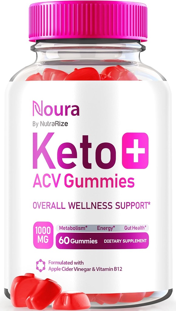 NutraRize Noura Keto+ACV Gummies, Suplemento Oficial de Keto, Todo Natural, Manzana Vinagre Reseñas (60 Gummies)