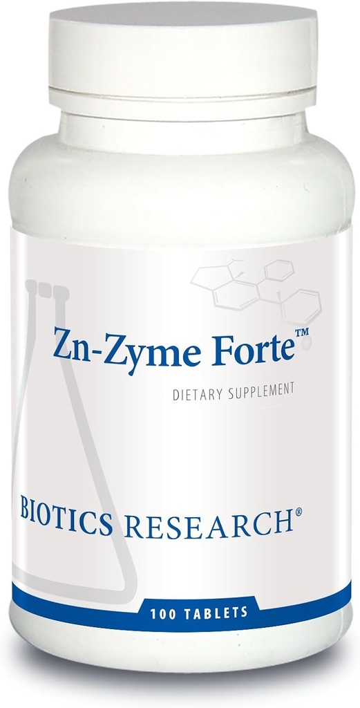 Biotics Research Zn-Zyme Forte 25 mg Zinc, Immune System Support, Optimal Cellular Function, Tablet-Based with Added antioxidants. 100 cuadros
