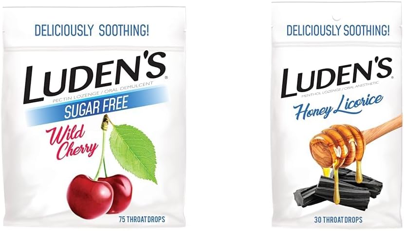 Ludens Wild Cherry Sugar Free Throat Drops, 75 Conde & Honey Licorice Throat Drops, 30 Conde
