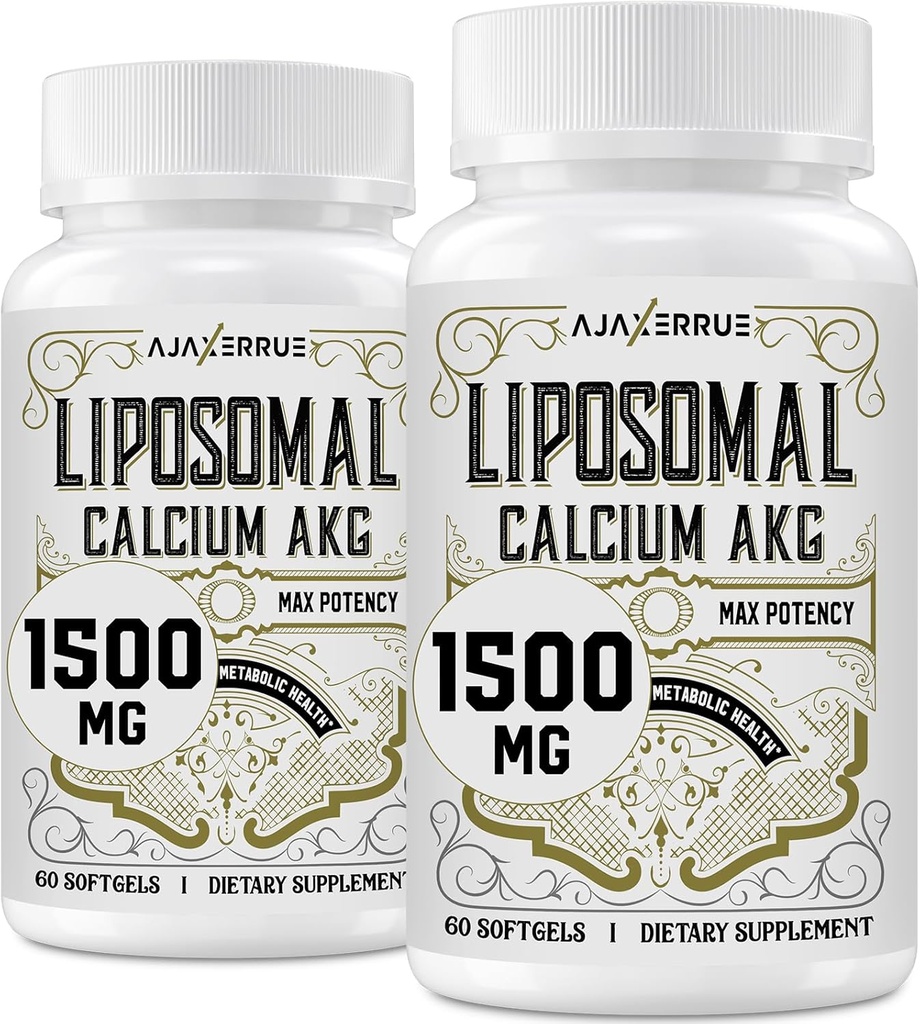 Liposomal Calcio AKG Suplemento 1500 MG (Acido alfa-Ketoglutarico), Alta Absorción, Más Eficaz Que AAKG, Ca AKG para la Longevidad, Defensa de la Edad, Energía Celular, Función Metabólica, 120 Softgels