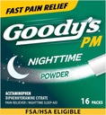 Goody's Nighttime Powder, Doin Reliever " Sleep Aid with Acetaminophen " Diphenhydramine Citrate, Caffeine Free, 16 Count