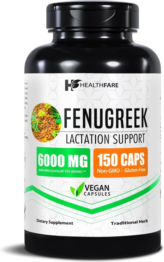 Healthfare Fenugreek Seed Extract 6000mg ← 150 Vegan Capsules tóxico Concentrado Herbal Suplemento Silencio No Gluten-Free TEN Made in USA