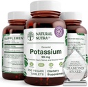Natural Nutra Elemental Potasio Gluconato 99 mg Suplemento dietético – promueve la energía, ayuda al sistema nervioso superior, promueve la salud cardíaca, regulación mineral, función muscular - 250 tabletas vegas