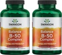 Swanson B-50 B-Complex - B Complejo de vitaminas con alta potencia y biodisponibilidad - promueve el apoyo del sistema inmunitario, la salud del corazón de la ayuda, el sistema nervioso saludable - (250 cápsulas) (2 Pack)