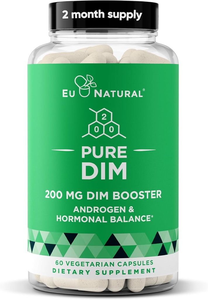 DIM Suplemento Puro 200 Mg para Mujeres o Hombres – Estrógeno hormonal Balance Suplemento de Energía, Fatiga, Estrés, Menopausia, Flashes calientes – Biodisponibilidad mejoradaPerina – 60 cápsulas suaves veganos