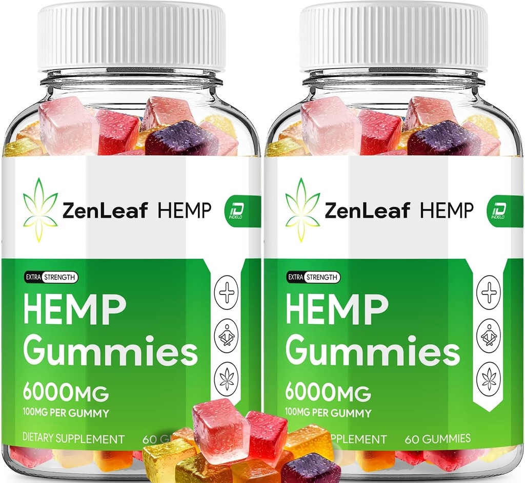 Zen Leaf Hemp Gummies - con Hemp Seed Extract ZenLeaf Hemp Gummies Tinnitus Herbal Supplement, Health and Wellness Support, All Natural Zen Leaf Hemp Gummy (2 Pack - 120 Gummies)