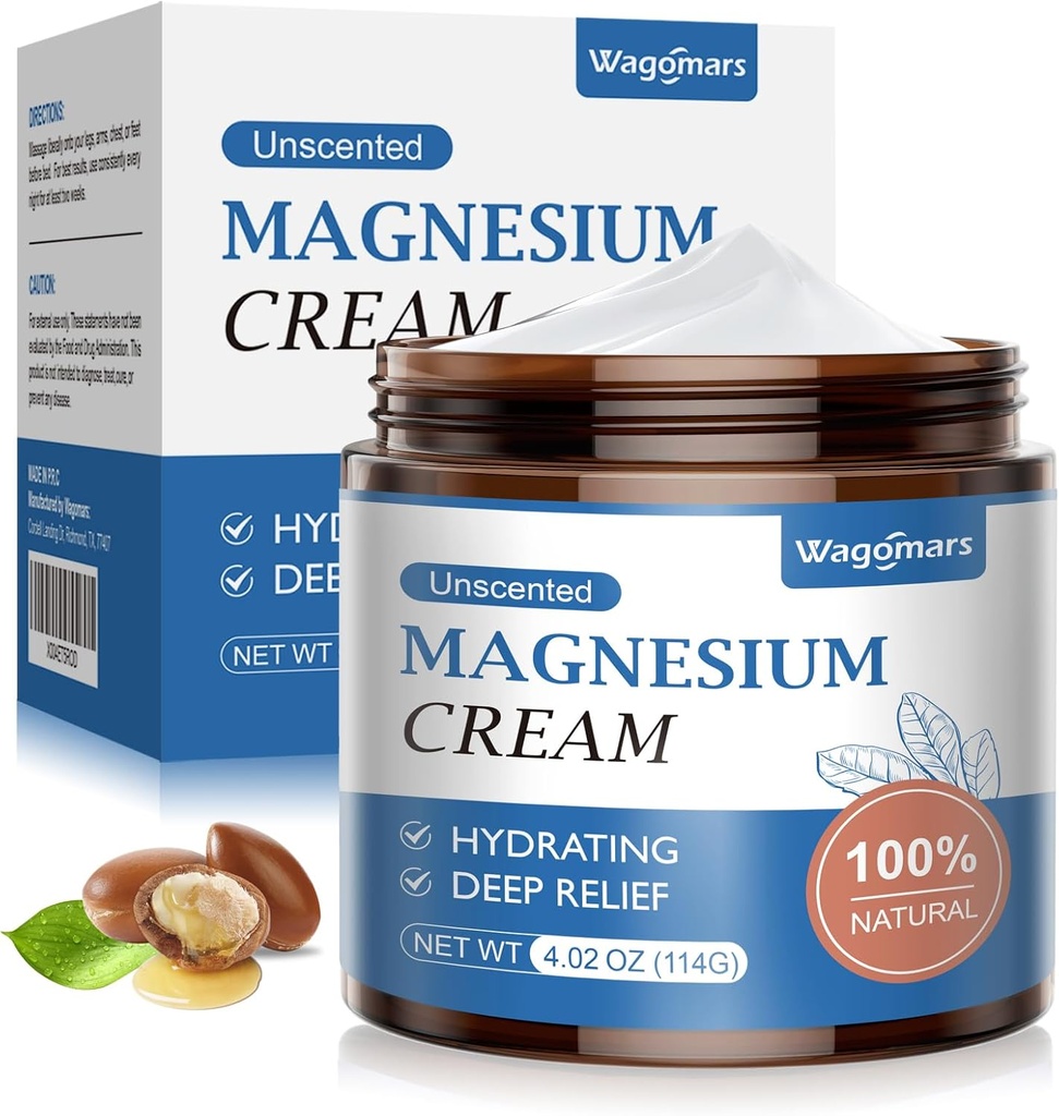 Crema de magnesio para dormir - Loción natural de magnesio tópico para dolores de piernas, relajación muscular, calma - tiempo nocturno mantequilla corporal para la hidratación profunda - seguro para niños (sin olor)