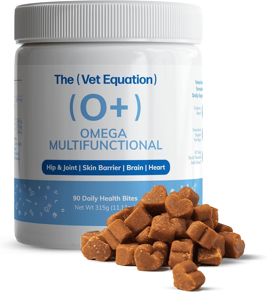 Omega multifuncional para perros – Duck-Flavored, 90 Chews – con Marine Sourced Omega-3 – Apoyos Conjunto, Skin, Coat &amp; Immune Health