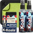Koala Eyeglass Lens Cleaner Spray Kit | (2x) Glasses Cleaner Bottle + (2x) Microfiber Cloth | Alcohol Free Eyeglasses, Screen, and Camera Cleaning Kit | Made in USA (4 Piece Set)