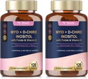 Totaria Inositol Suplemento para Mujeres con Vitamina D3, Folate, 40:1 Ratio Myo-Inositol &amp; D-Chiro Complejo Inositol, (Vitamin B8) Inositol Capsules, Pack de 2