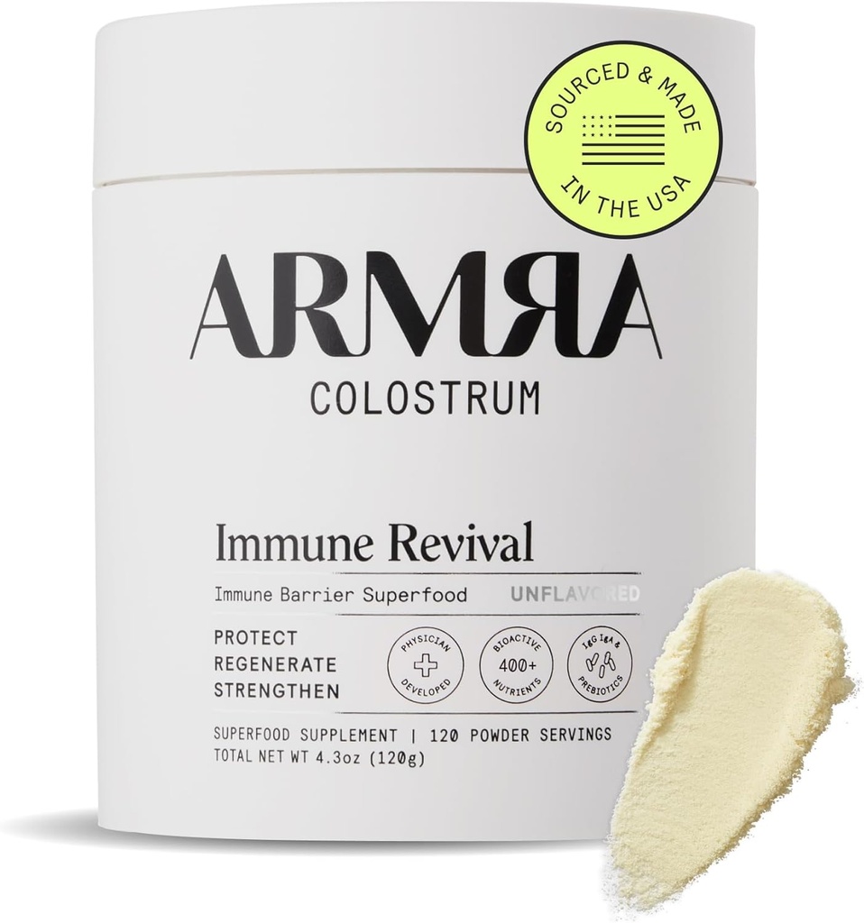 ARMRA ColostrumTM Powder ← Desarrollado Silencio Gut Health " Bloating " Skin " Hair TEN Immunity ANTE Keto, Gluten " Fat-Free TEN 120 Servings