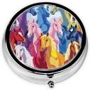 Caballos lindos de Caricatura Impresión Organizador de Pill Ronda con 3 Compartimientos, Caja de Pill Mini Portable para Medicina, Vitamina, Aceite de Pesca, Suplementos