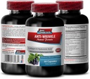 Resveratrol 250 - Píldoras antirrugas - Anti envejecimiento cuidado de la piel para las mujeres, píldoras antirrugas colágenas, jugo de aloe vera para la piel, cápsulas de aloe vera orgánicas, vitaminas de ácido haulorónico, 1 Bot 60 Cápsulas